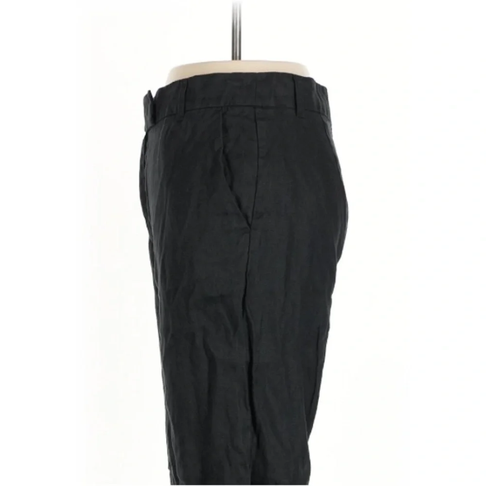 Reformation Carter Mid Rise Wide Leg Linen Trouser Pant Black size 4 Petite